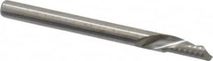 Onsrud - 1/8" Cutting Diam x 1/4" Length of Cut, 1 Flute, Downcut Spiral Router Bit - Uncoated, Right Hand Cut, Solid Carbide, 1-1/2" OAL x 1/8" Shank Diam, Single Edge, 22° Helix Angle - Exact Tooling