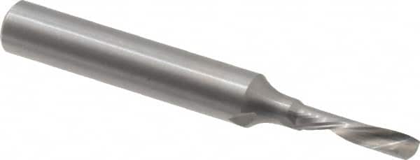 Onsrud - 1/8" Cutting Diam x 1/2" Length of Cut, 1 Flute, Downcut Spiral Router Bit - Uncoated, Right Hand Cut, Solid Carbide, 2" OAL x 1/4" Shank Diam, Single Edge, 22° Helix Angle - Exact Tooling