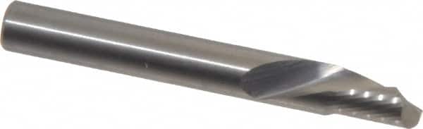 Onsrud - 1/4" Cutting Diam x 3/8" Length of Cut, 1 Flute, Downcut Spiral Router Bit - Uncoated, Right Hand Cut, Solid Carbide, 2" OAL x 1/4" Shank Diam, Single Edge, 22° Helix Angle - Exact Tooling