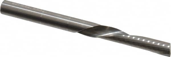 Onsrud - 1/4" Cutting Diam x 1-1/4" Length of Cut, 1 Flute, Downcut Spiral Router Bit - Uncoated, Right Hand Cut, Solid Carbide, 3" OAL x 1/4" Shank Diam, Single Edge, 22° Helix Angle - Exact Tooling