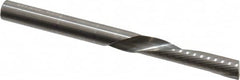 Onsrud - 1/4" Cutting Diam x 1-1/4" Length of Cut, 1 Flute, Downcut Spiral Router Bit - Uncoated, Right Hand Cut, Solid Carbide, 3" OAL x 1/4" Shank Diam, Single Edge, 22° Helix Angle - Exact Tooling