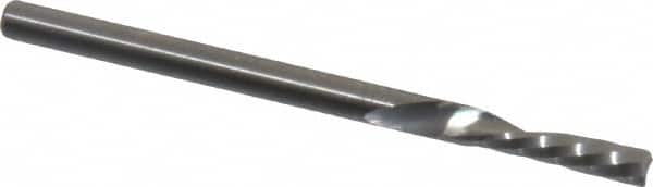 Onsrud - 1/8" Cutting Diam x 1/2" Length of Cut, 1 Flute, Downcut Spiral Router Bit - Uncoated, Right Hand Cut, Solid Carbide, 2" OAL x 1/8" Shank Diam, Single Edge, 21° Helix Angle - Exact Tooling