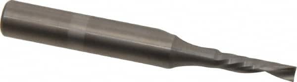 Onsrud - 1/8" Cutting Diam x 1/2" Length of Cut, 1 Flute, Downcut Spiral Router Bit - Uncoated, Right Hand Cut, Solid Carbide, 2" OAL x 1/4" Shank Diam, Single Edge, 21° Helix Angle - Exact Tooling