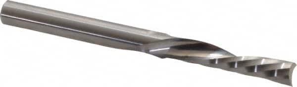 Onsrud - 1/4" Cutting Diam x 1-1/4" Length of Cut, 1 Flute, Downcut Spiral Router Bit - Uncoated, Right Hand Cut, Solid Carbide, 3" OAL x 1/4" Shank Diam, Single Edge, 21° Helix Angle - Exact Tooling