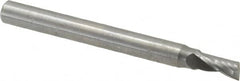 Onsrud - 5/32" Cutting Diam x 5/16" Length of Cut, 1 Flute, Upcut Spiral Router Bit - Uncoated, Right Hand Cut, Solid Carbide, 2" OAL x 3/16" Shank Diam, Single Edge, 22° Helix Angle - Exact Tooling