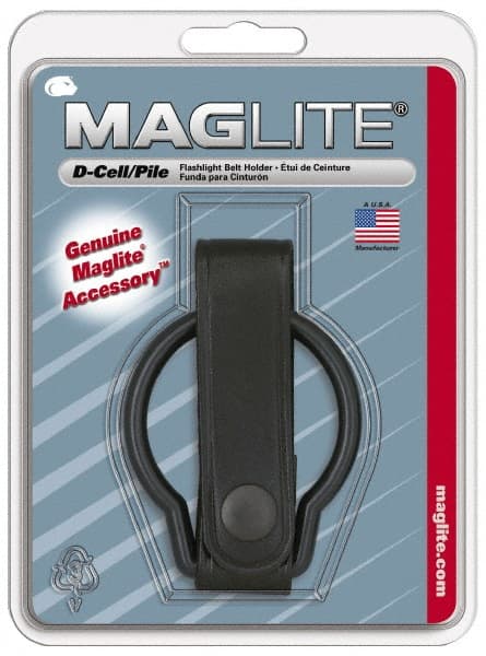 Mag-Lite - Leather Belt Holster - Black, Compatible with Maglite D Batteries - Exact Tooling