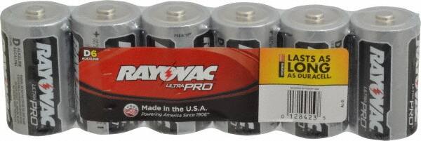 Rayovac - Size D, Alkaline, 6 Pack, Standard Battery - 1.5 Volts, Button Tab Terminal - Exact Tooling