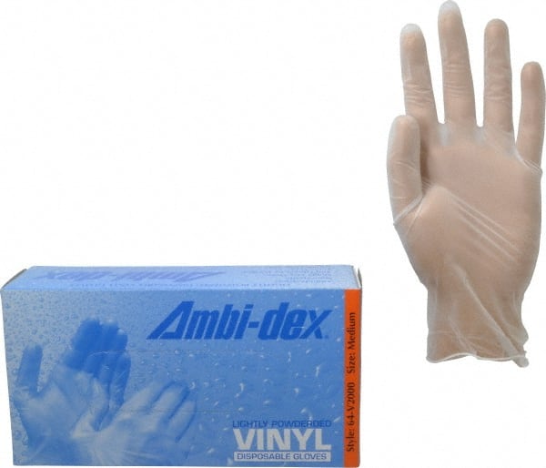 PRO-SAFE - Size M, 4-1/2 mil, Industrial Grade, Powdered Vinyl Disposable Gloves - Exact Tooling