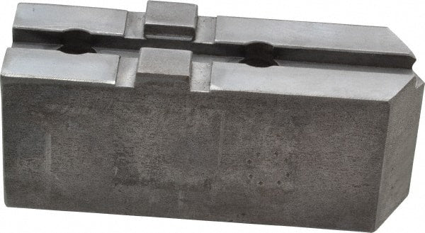 H & R Manufacturing - Tongue & Groove Attachment, Square Soft Lathe Chuck Jaw - Steel, 1-3/4" Btw Mount Hole Ctrs, 3-15/16" Long x 1-1/4" Wide x 1-5/8" High, 5/16" Groove - Exact Tooling
