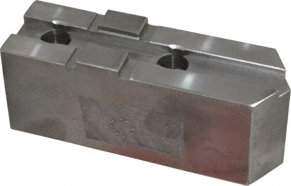 H & R Manufacturing - Tongue & Groove Attachment, Square Soft Lathe Chuck Jaw - Steel, 2.12" Btw Mount Hole Ctrs, 4-13/16" Long x 1-1/2" Wide x 1-7/8" High, 1/2" Groove - Exact Tooling
