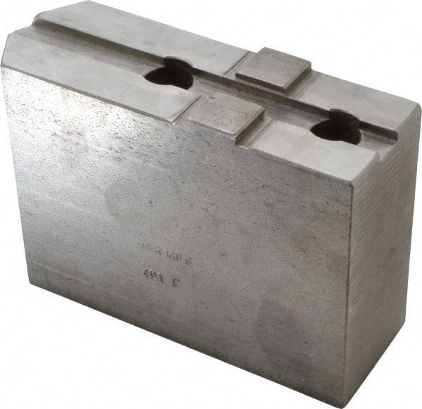 H & R Manufacturing - Tongue & Groove Attachment, Square Soft Lathe Chuck Jaw - Steel, 2-1/2" Btw Mount Hole Ctrs, 5-3/4" Long x 2" Wide x 3-7/8" High, 1/2" Groove - Exact Tooling