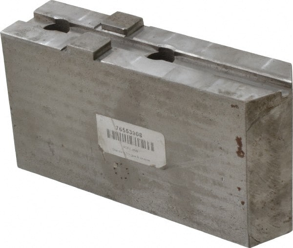 H & R Manufacturing - Tongue & Groove Attachment, Square Soft Lathe Chuck Jaw - Steel, 3" Btw Mount Hole Ctrs, 7-1/4" Long x 2" Wide x 3-13/16" High, 1/2" Groove - Exact Tooling