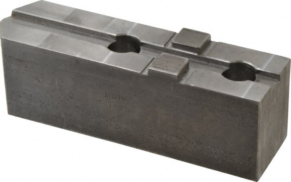 H & R Manufacturing - Tongue & Groove Attachment, Square Soft Lathe Chuck Jaw - Steel, 3" Btw Mount Hole Ctrs, 7-1/4" Long x 2" Wide x 2-5/16" High, 1/2" Groove - Exact Tooling