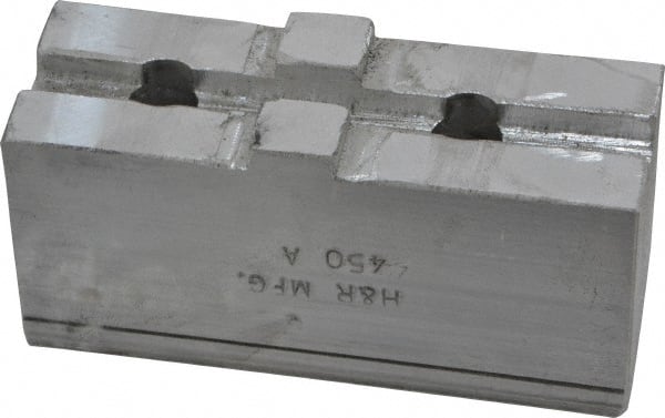 H & R Manufacturing - Tongue & Groove Attachment, Square Soft Lathe Chuck Jaw - Aluminum, 1-3/4" Btw Mount Hole Ctrs, 3-1/2" Long x 1-1/4" Wide x 1-5/8" High, 5/16" Groove - Exact Tooling