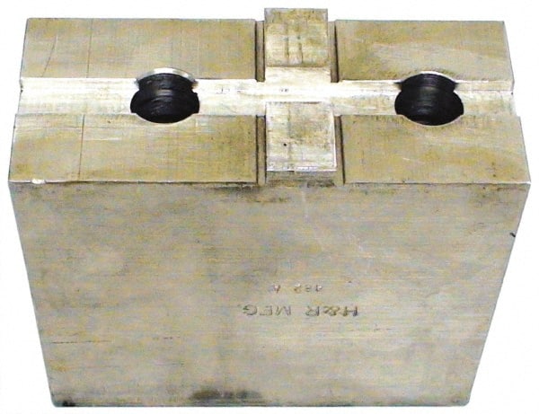 H & R Manufacturing - Tongue & Groove Attachment, Square Soft Lathe Chuck Jaw - Aluminum, 2-1/2" Btw Mount Hole Ctrs, 4-7/8" Long x 2" Wide x 3-7/8" High, 1/2" Groove - Exact Tooling