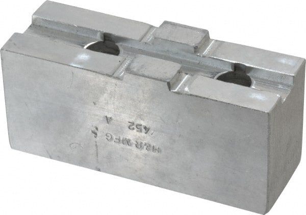 H & R Manufacturing - Tongue & Groove Attachment, Square Soft Lathe Chuck Jaw - Aluminum, 2.12" Btw Mount Hole Ctrs, 4-1/4" Long x 1-1/2" Wide x 1-7/8" High, 1/2" Groove - Exact Tooling