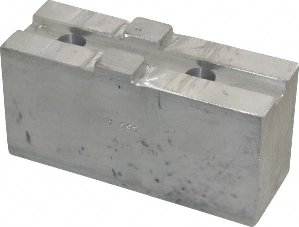 H & R Manufacturing - Tongue & Groove Attachment, Square Soft Lathe Chuck Jaw - Aluminum, 2-1/2" Btw Mount Hole Ctrs, 4-7/8" Long x 1-3/4" Wide x 2-3/8" High, 1/2" Groove - Exact Tooling