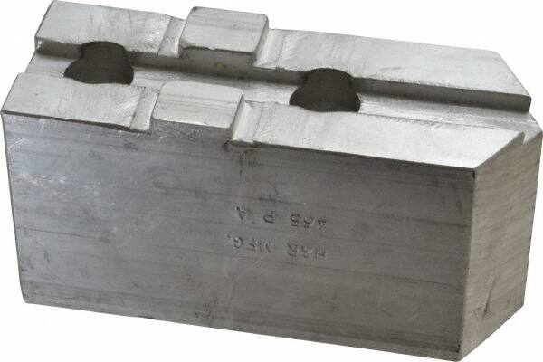 H & R Manufacturing - Tongue & Groove Attachment, Square Soft Lathe Chuck Jaw - Aluminum, 2.12" Btw Mount Hole Ctrs, 4-13/16" Long x 1-3/4" Wide x 2-3/8" High, 1/2" Groove - Exact Tooling