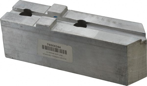 H & R Manufacturing - Tongue & Groove Attachment, Square Soft Lathe Chuck Jaw - Aluminum, 3" Btw Mount Hole Ctrs, 7-1/4" Long x 2" Wide x 2-5/16" High, 1/2" Groove - Exact Tooling