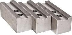 H & R Manufacturing - 1.5mm x 60° Serrated Attachment, Square Soft Lathe Chuck Jaw - 3 Jaws, Steel, 1.181" Btw Mount Hole Ctrs, 5-1/4" Long x 2" Wide x 2" High, 0.827" Groove, 16mm Fastener - Exact Tooling