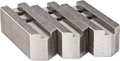 H & R Manufacturing - 1.5mm x 60° Serrated Attachment, Square Soft Lathe Chuck Jaw - 3 Jaws, Steel, 1" Btw Mount Hole Ctrs, 4-1/4" Long x 1-1/2" Wide x 1-1/2" High, 0.551" Groove, 12mm Fastener - Exact Tooling