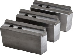 H & R Manufacturing - 1.5mm x 60° Serrated Attachment, Square Soft Lathe Chuck Jaw - 3 Jaws, Steel, 1.181" Btw Mount Hole Ctrs, 6-1/4" Long x 2" Wide x 3-1/2" High, 0.71" Groove, 14mm Fastener - Exact Tooling