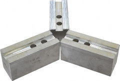 H & R Manufacturing - 1.5mm x 60° Serrated Attachment, Square Soft Lathe Chuck Jaw - 3 Jaws, Aluminum, 1.181" Btw Mount Hole Ctrs, 5-1/4" Long x 2" Wide x 2-1/2" High, 0.71" Groove, 14mm Fastener - Exact Tooling