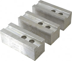 H & R Manufacturing - 1.5mm x 60° Serrated Attachment, Square Soft Lathe Chuck Jaw - 3 Jaws, Aluminum, 1.181" Btw Mount Hole Ctrs, 5-1/4" Long x 2" Wide x 2" High, 0.827" Groove, 16mm Fastener - Exact Tooling