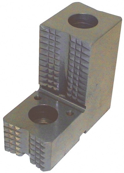 H & R Manufacturing - 52" Max Chuck Diam Compatibility, Steel Bullard Hard Lathe Top Jaws - 2 Steps, 5/8" Groove Width, 3" Wide x 6-5/8" Long x 6" High - Exact Tooling