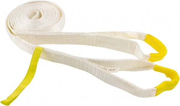 Erickson Manufacturing - 20' Long x 2" Wide, 18,000 Lb Basket Capacity, Polyester Blend Web Sling - White - Exact Tooling
