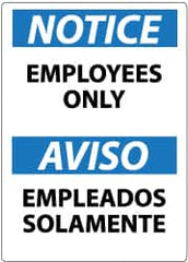 NMC - "Notice - Employees Only", 20" Long x 14" Wide, Pressure-Sensitive Vinyl Safety Sign - Rectangle, 0.004" Thick, Use for Security & Admittance - Exact Tooling
