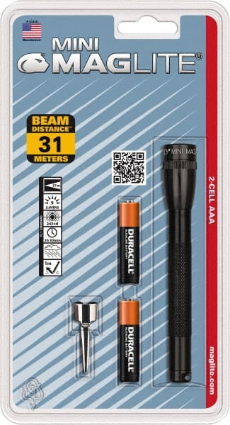 Mag-Lite - Krypton Bulb, 9 Lumens, Mini Flashlight - Black Aluminum Body, 2 AAA Alkaline Batteries Included - Exact Tooling