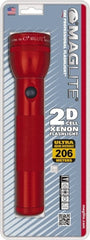 Mag-Lite - Krypton Bulb, 27 Lumens, Industrial/Tactical Flashlight - Red Aluminum Body, 2 D Batteries Not Included - Exact Tooling