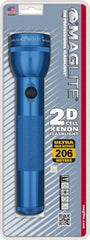 Mag-Lite - Krypton Bulb, 27 Lumens, Industrial/Tactical Flashlight - Blue Aluminum Body, 2 D Batteries Not Included - Exact Tooling