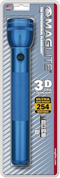 Mag-Lite - Krypton Bulb, 45 Lumens, Industrial/Tactical Flashlight - Blue Aluminum Body, 3 D Batteries Not Included - Exact Tooling