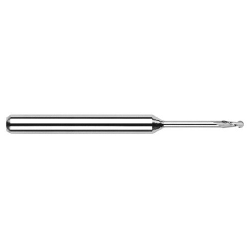 ‎3/64″ Dia. × 1/8″ Shank × 0.141″ DOC × 1-1/2″ OAL, Carbide Uncoated, Standard , 2 Flute, Ballnose End Mill - Exact Tooling