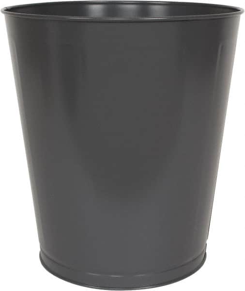 Value Collection - 28 Qt Gray Round Trash Can - Steel, 14-1/4" High - Exact Tooling