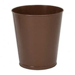 Value Collection - 28 Qt Brown Round Trash Can - Steel, 14-1/4" High - Exact Tooling