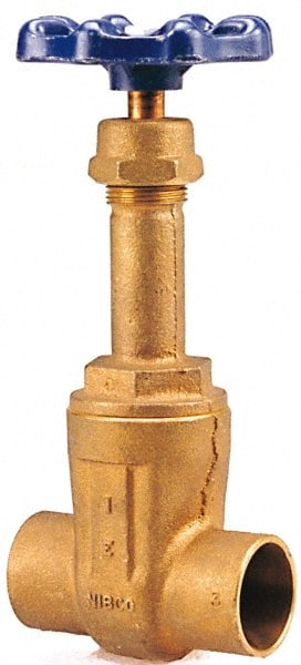 NIBCO - Class 125, Soldered Bronze Solid Wedge Rising Stem Gate Valve - 200 WOG, 125 WSP, Screw-In Bonnet - Exact Tooling