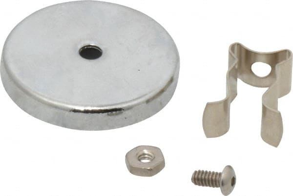 Mag-Mate - 7 Lb Max Pull Force, 7/8" Overall Height, 1.24" Diam, Ceramic Cup Magnet - Clamp Style, 3/8" Clamp Opening, Chrome Plated - Exact Tooling