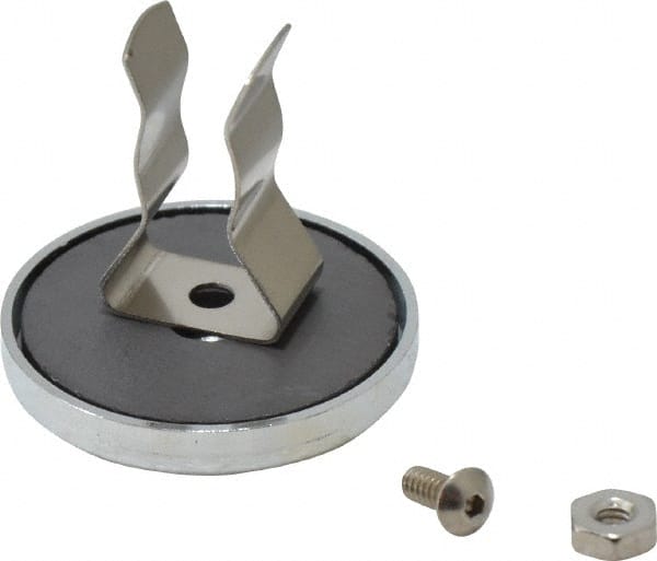 Mag-Mate - 7 Lb Max Pull Force, 1-3/32" Overall Height, 1.24" Diam, Ceramic Cup Magnet - Clamp Style, 1/2" Clamp Opening, Chrome Plated - Exact Tooling