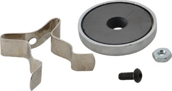 Mag-Mate - 11 Lb Max Pull Force, 1-17/32" Overall Height, 1.41" Diam, Ceramic Cup Magnet - Clamp Style, 3/4" Clamp Opening, Chrome Plated - Exact Tooling