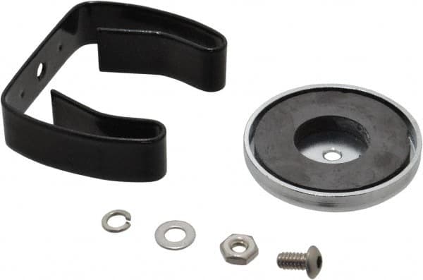 Mag-Mate - 19 Lb Max Pull Force, 2-5/16" Overall Height, 2.03" Diam, Ceramic Cup Magnet - Clamp Style, 2-1/2" Clamp Opening, Chrome Plated - Exact Tooling