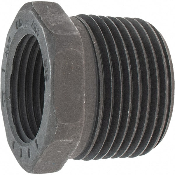 Made in USA - Size 1 x 3/4", Class 3,000, Forged Carbon Steel Black Pipe Hex Bushing - 3,000 psi, Threaded End Connection - Exact Tooling