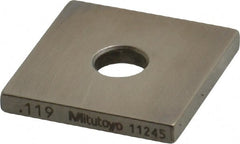 Mitutoyo - 0.119" Square Steel Gage Block - Accuracy Grade 0, Includes Certificate of Inspection - Exact Tooling