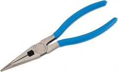 Channellock - 7-1/2" OAL, 2-23/64" Jaw Length x 7/8" Jaw Width, Long Nose Side Cutting Pliers - Crosshatch Jaw, Standard Head, Plastic Dipped Handles - Exact Tooling