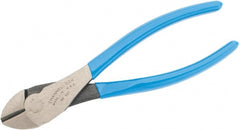 Channellock - 7" OAL, Diagonal Cutter - 25/32" Jaw Length x 1-3/16" Jaw Width, Round Head, Plastic Dipped Handle - Exact Tooling