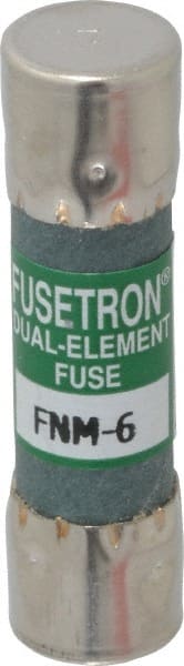Cooper Bussmann - 250 VAC, 6 Amp, Time Delay General Purpose Fuse - Fuse Holder Mount, 1-1/2" OAL, 10 at 125 V kA Rating, 13/32" Diam - Exact Tooling