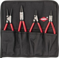 Knipex - 4 Piece, 1/2 to 2-1/2" Bore, 3/8 to 2-1/2" Shaft, Internal/External Retaining Ring Pliers Set - 0.053 to 0.07" Tip Diam Range - Exact Tooling