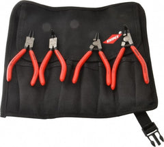 Knipex - 4 Piece, 1/2 to 1" Bore, 3/8 to 1" Shaft, Internal/External Retaining Ring Pliers Set - 0.051 to 0.053" Tip Diam Range - Exact Tooling